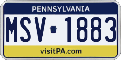 PA license plate MSV1883
