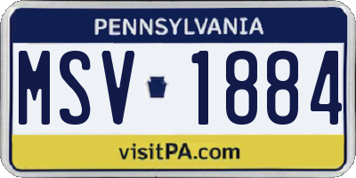 PA license plate MSV1884