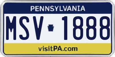 PA license plate MSV1888