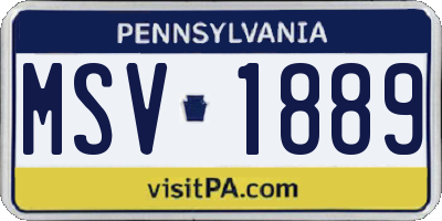 PA license plate MSV1889