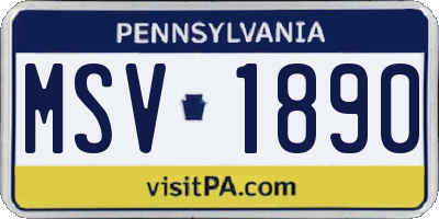 PA license plate MSV1890