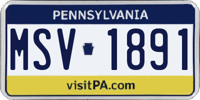 PA license plate MSV1891