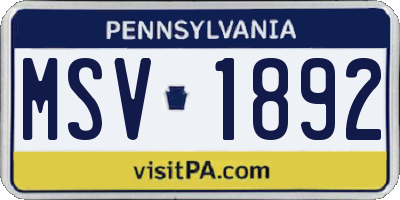 PA license plate MSV1892