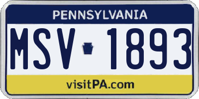 PA license plate MSV1893