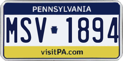PA license plate MSV1894