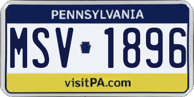 PA license plate MSV1896