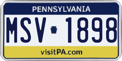 PA license plate MSV1898