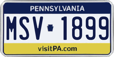 PA license plate MSV1899