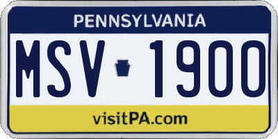 PA license plate MSV1900