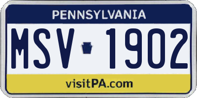 PA license plate MSV1902