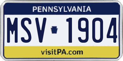 PA license plate MSV1904