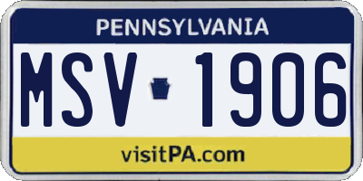 PA license plate MSV1906