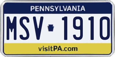 PA license plate MSV1910