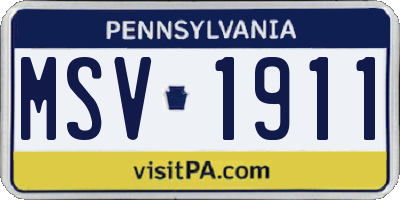 PA license plate MSV1911