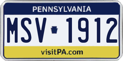 PA license plate MSV1912