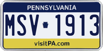 PA license plate MSV1913