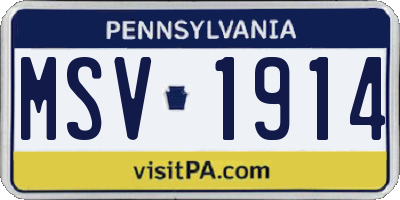 PA license plate MSV1914