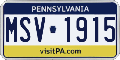 PA license plate MSV1915