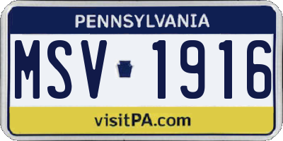 PA license plate MSV1916