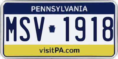 PA license plate MSV1918