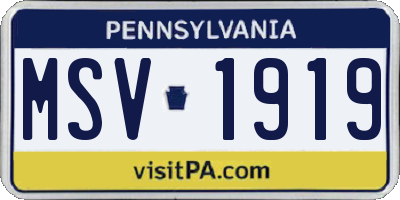 PA license plate MSV1919