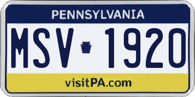 PA license plate MSV1920