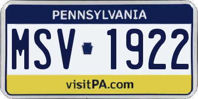 PA license plate MSV1922