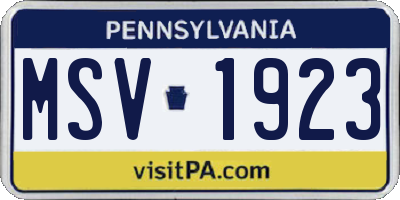 PA license plate MSV1923