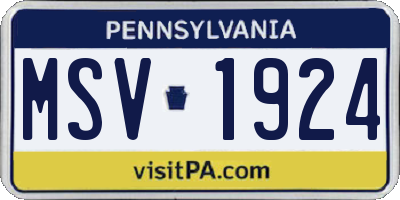PA license plate MSV1924