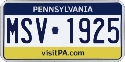 PA license plate MSV1925