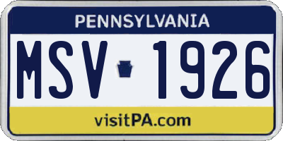 PA license plate MSV1926
