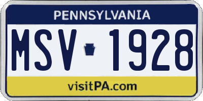 PA license plate MSV1928