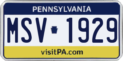 PA license plate MSV1929