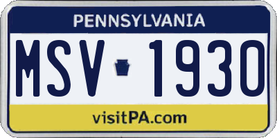 PA license plate MSV1930