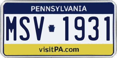 PA license plate MSV1931
