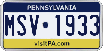 PA license plate MSV1933