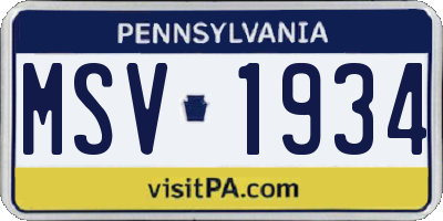 PA license plate MSV1934