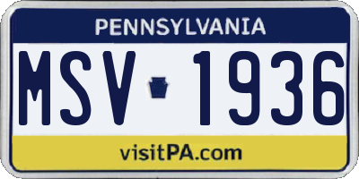 PA license plate MSV1936