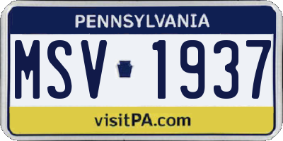 PA license plate MSV1937