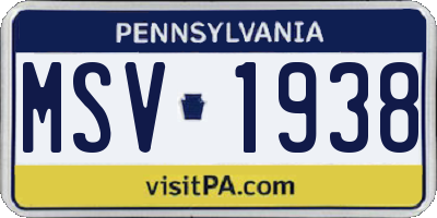 PA license plate MSV1938