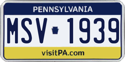 PA license plate MSV1939