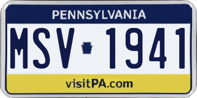 PA license plate MSV1941