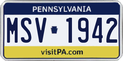 PA license plate MSV1942
