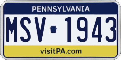 PA license plate MSV1943