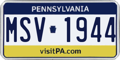 PA license plate MSV1944