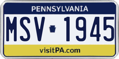 PA license plate MSV1945