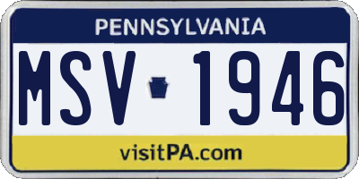 PA license plate MSV1946