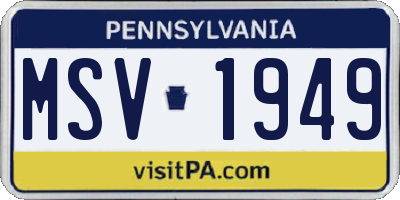 PA license plate MSV1949