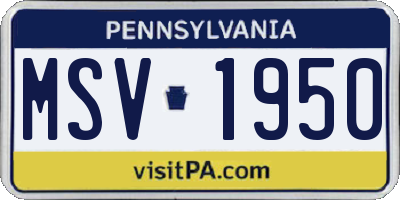 PA license plate MSV1950