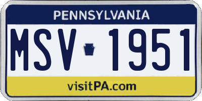 PA license plate MSV1951